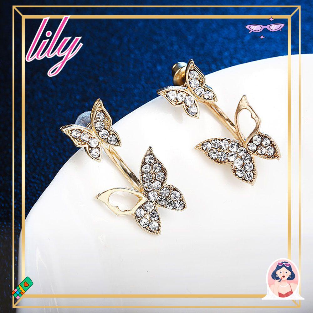 Lily Butterfly Earrings Temperamen Perhiasan Untuk Wanita Korea Anting Berongga