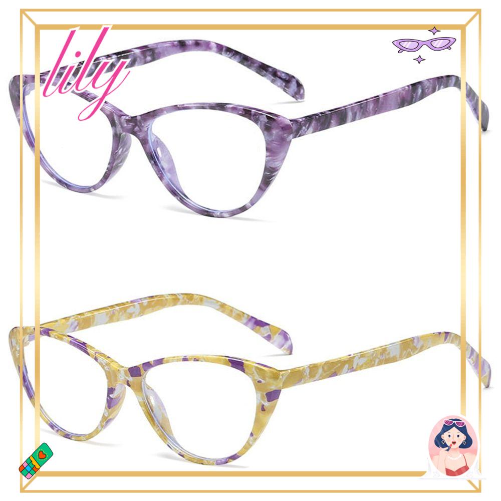 Lily Kacamata Baca Wanita Portable Bunga Vintage Ultra Ringan Frame