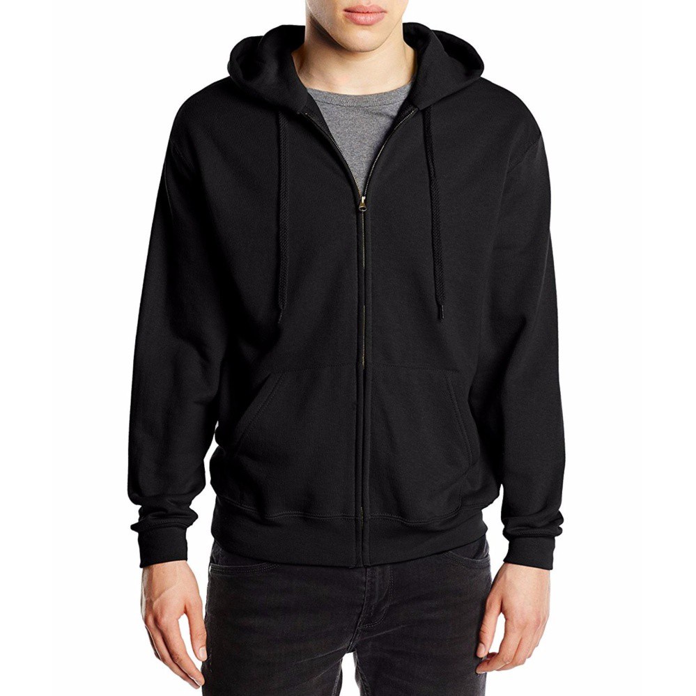 Fringgo Original Sweater Pria Hoodie Polos Zipper Hitam