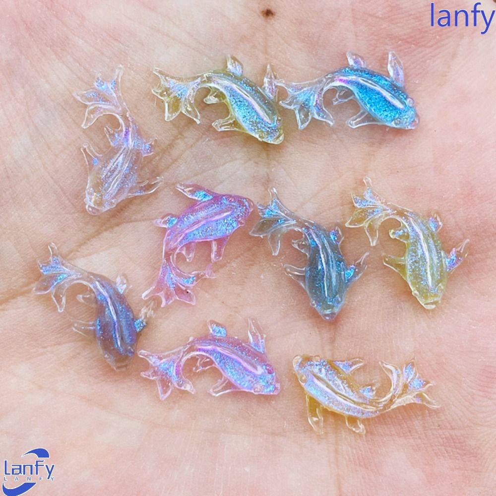 Lanfy Kerajinan Patung Resin Ikan Mas 100 Pcs DIY Manicure Kartun Ikan Mas Art Decor Kerajinan Berlian Imitasi DIY Ornamen DIY Scrapbook