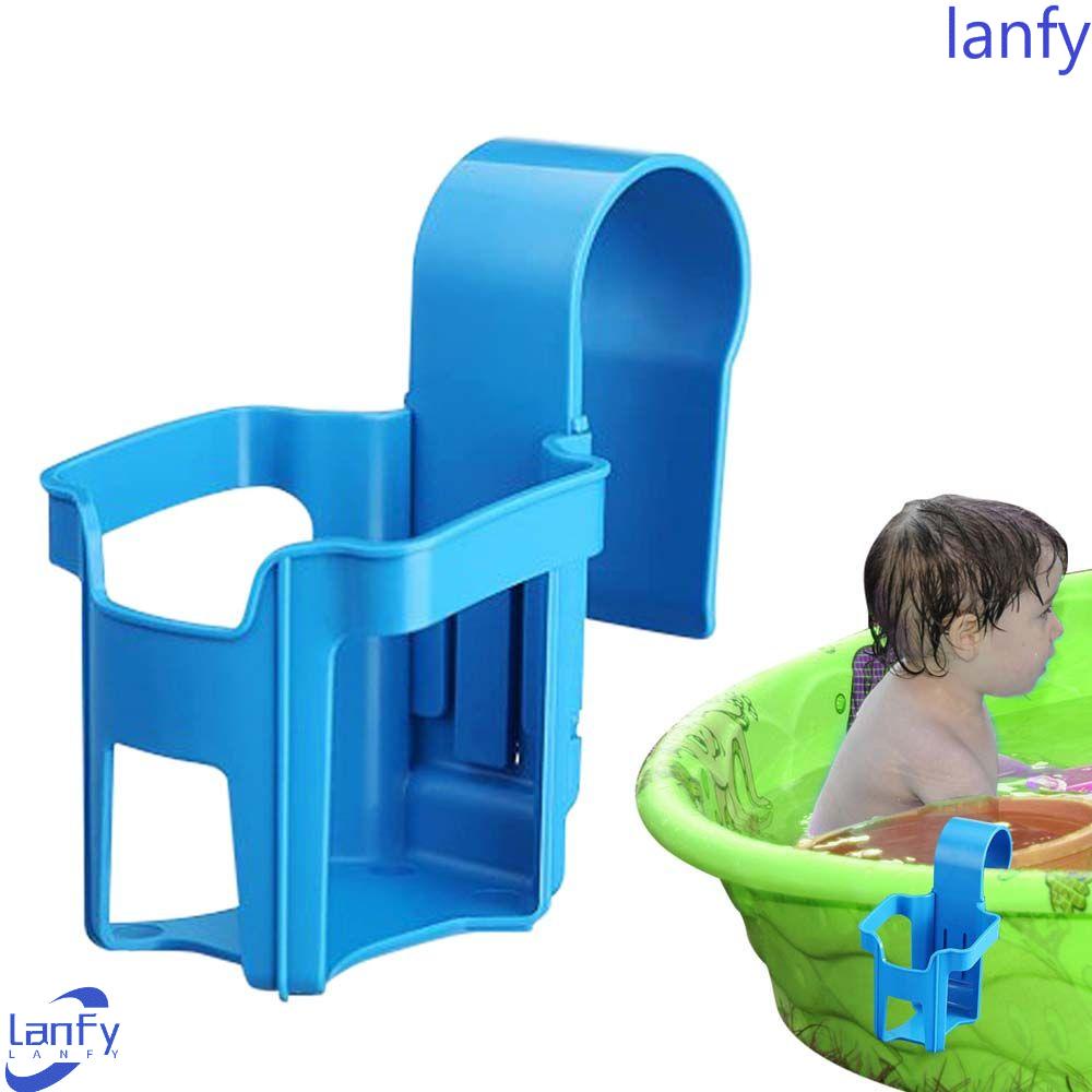 Lanfy Water Cup Hanging Holder Shelf Rack Universal Diatas Kolam Renang Sisi Rak Penyimpanan Beer Rak Tempat Botol Wadah Hook Pool Side Cup Rack