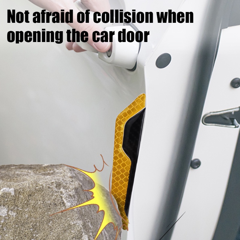 4 Pcs Mobil Reflektif Peringatan Strip Stiker Mengemudi Malam Satety Anti-Tabrakan Anti Gores Perekat Diri Stiker Decals Auto Dekorasi