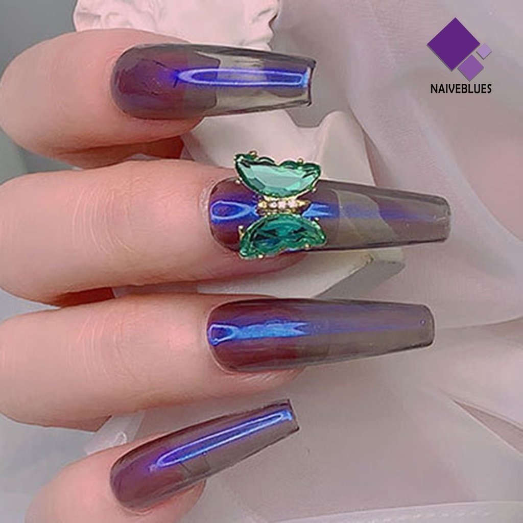 [naiveblues] 5pcs/set Kuku Kupu-Kupu Ornamen Penembus Es 3D Colorful Manicure Crystal Butterfly Beauty