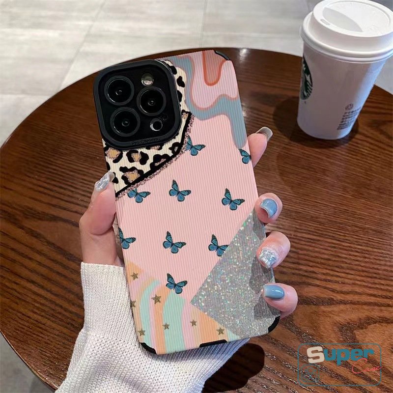 Luxury Leather Texture Lovely Phone Case Kompatibel Untuk iPhone 7Plus 8Plus XR X11 14 13 12 Pro MAX XS MAX Kartun Strawberry Bear Manyo Shockproof Soft Silicon Cover