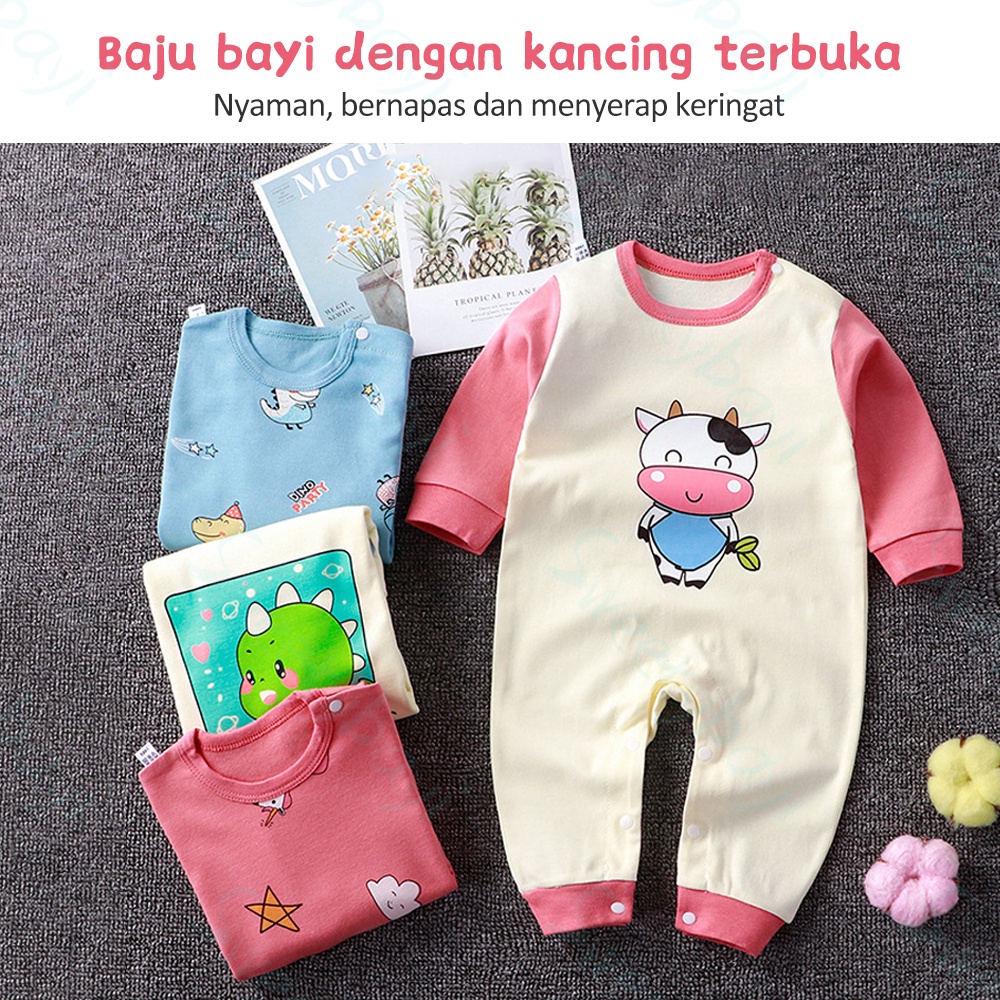 Sweetybayi Sleepsuit romper Bayi kartun Jumper lengan panjang bayi Baby jumpsuit lucu