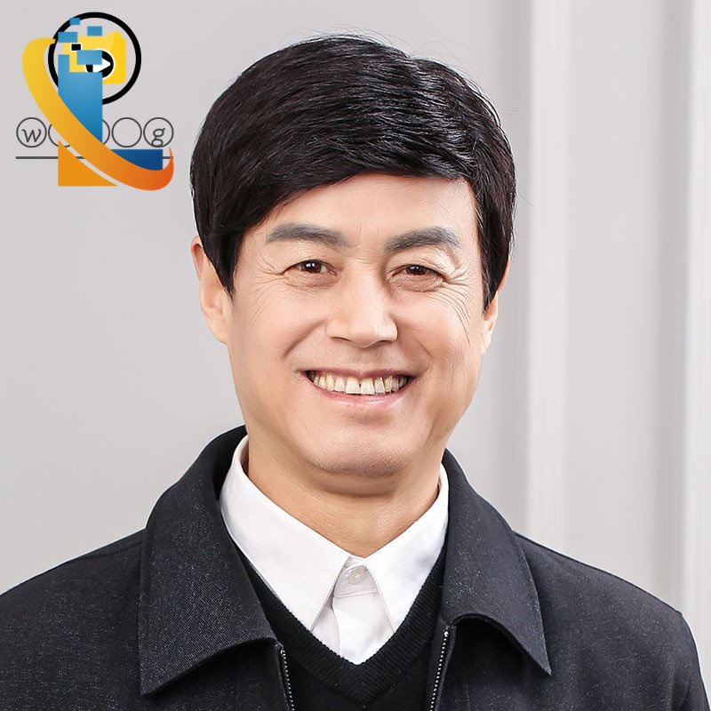 Wig pria wig rambut asli pria paruh baya dan orang tua wig rambut pendek rambut asli tutup kepala wi