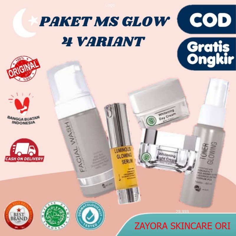 JAMINAN PRODUK ORIGINAL Paket Skincare Pemutih Wajah penghilang flek dan penghilang jerawat MS Glow 