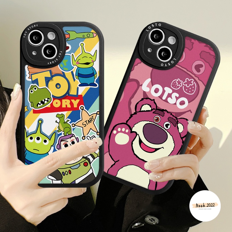 Kartun Toy Story Case Untuk Infinix Hot 11play 11s 10play Smart 6 5panas9main 10s 10T Lite Note8 Ins Lucu Buzz Lightyear Alien Lucu Manyo Beruang Strawberry Oval Eyes Soft Cover