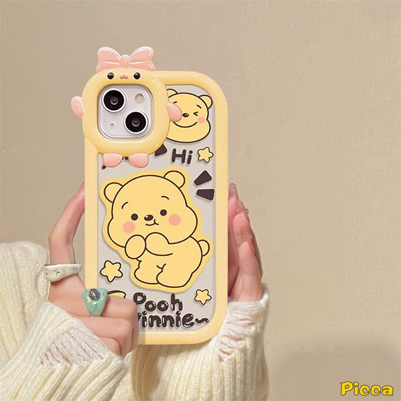 Realme C11 C15 C30 C33 C25Y 5 5i 6i 9i C35 C31 C12 C25 C25s 8Pro 8 9 Pro+9 C20 7 5s C3 C17 C21 C21Y 7i Cute Toy Story Winnie The Pooh 3D Ikatan Simpul Lensa Monster Kecil Sarung Soft Case