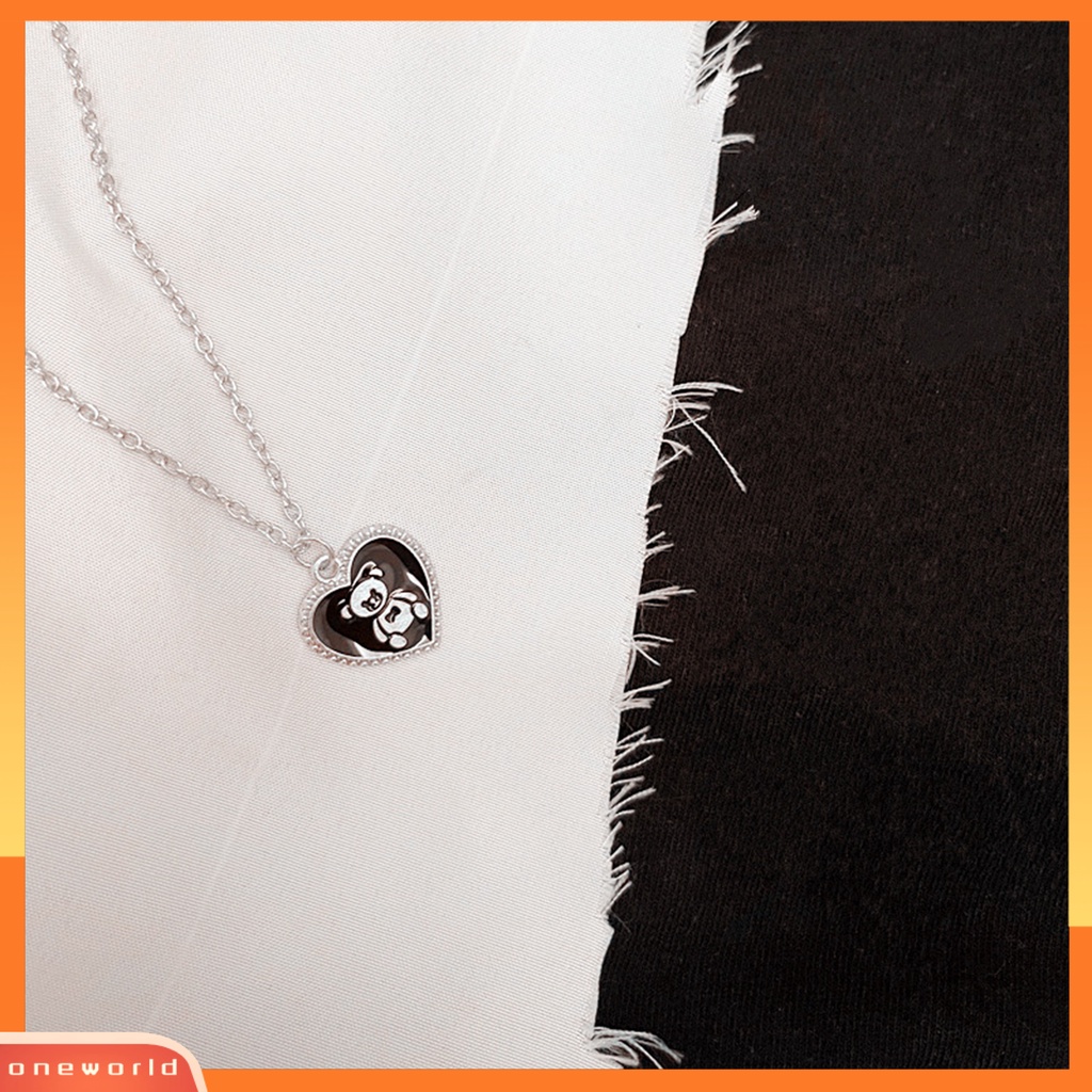 [EONE] Pesona Kalung Kepribadian Geometris Electroplating Cross Rantai Tidak Luntur Leher Dekorasi Tahan Lama Hitam Cinta Beruang Pesona Hati Kalung Aksesori Pakaian