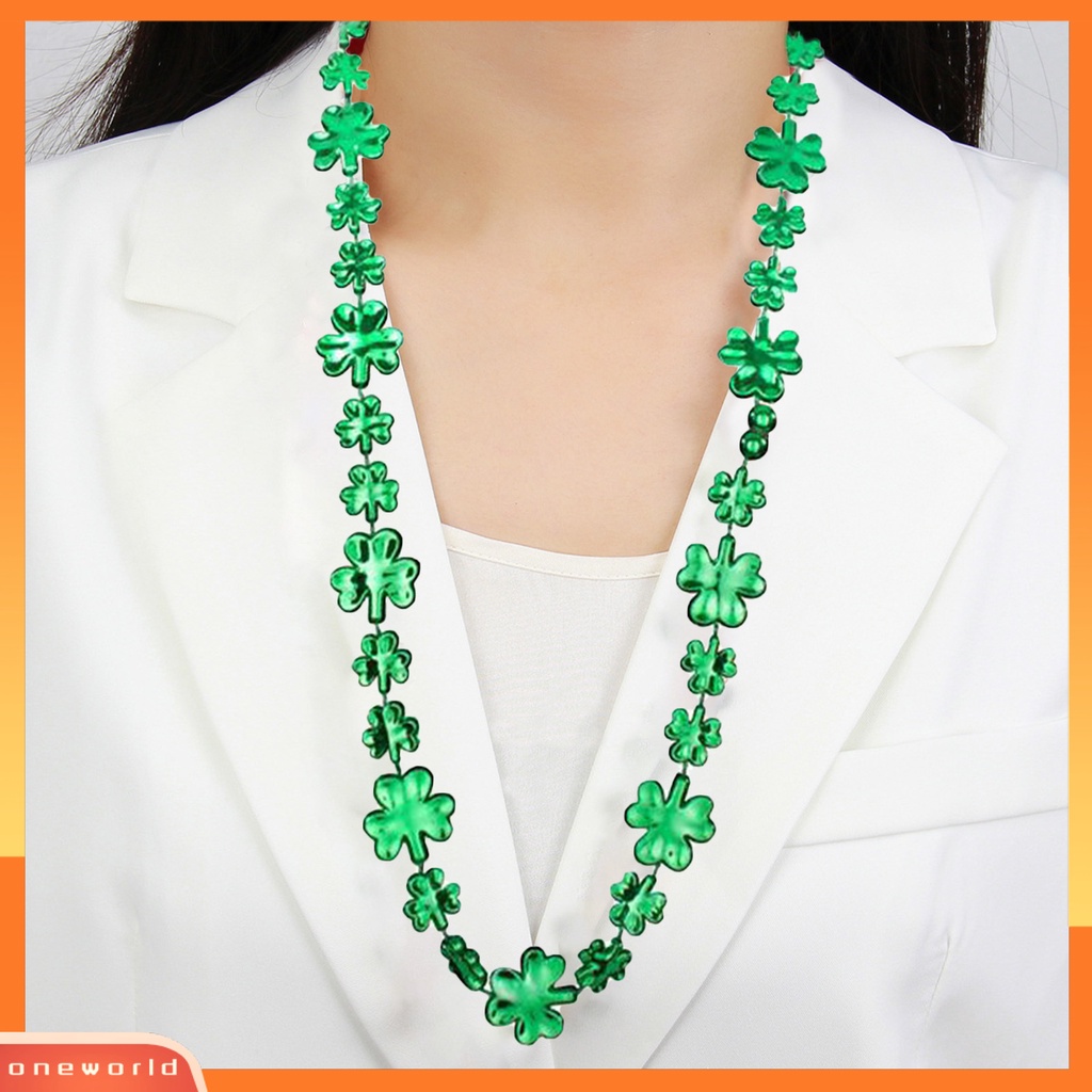 [EONE] Shamrock Panjang Kalung Tinggi Mengkilap Hijau Merayakan Festival Irlandia Pakaian Aksesoris Hari Santo Patrick Semanggi Dewasa Kalung Perlengkapan Pesta