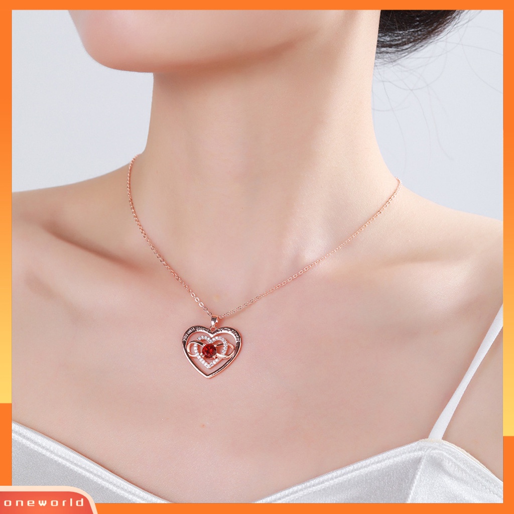 [EONE] Women Necklace You Will Forever by My Always Love Heart Pendant Hadiah Hari Ibu Berlian Imitasi Tertanam Ladies Necklace Fashion Jewelry