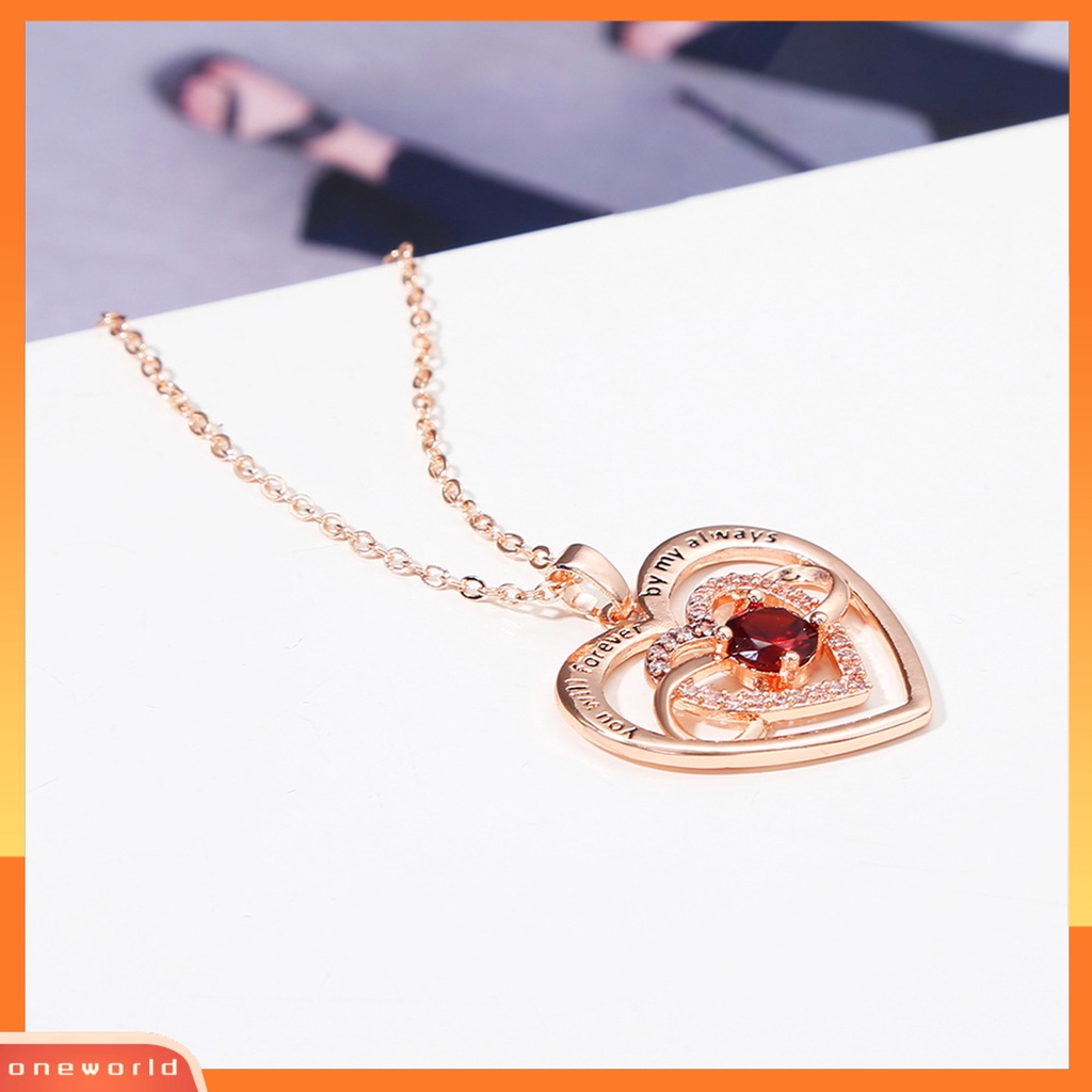 [EONE] Women Necklace You Will Forever by My Always Love Heart Pendant Hadiah Hari Ibu Berlian Imitasi Tertanam Ladies Necklace Fashion Jewelry