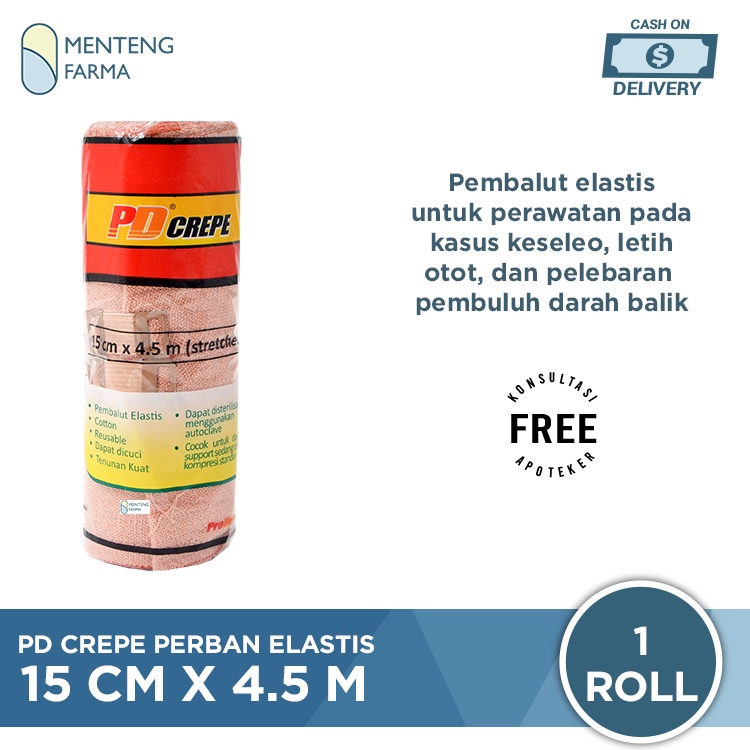 PD Crepe Perban Elastis 15 CM x 4.5 M - Perban Kain Cedera Keseleo