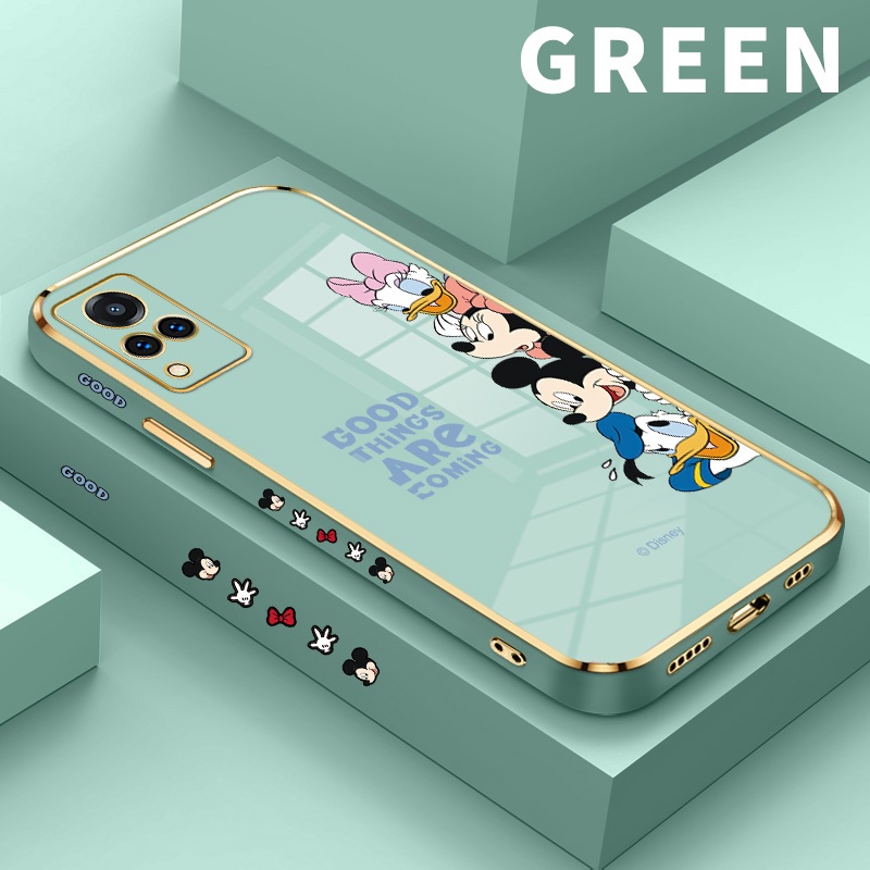 SOMYEE CaseFor For Vivo V21 4G 5G V21S Mickey Disney yang lucu Mewah Silicone Case Penutup Pelapisan