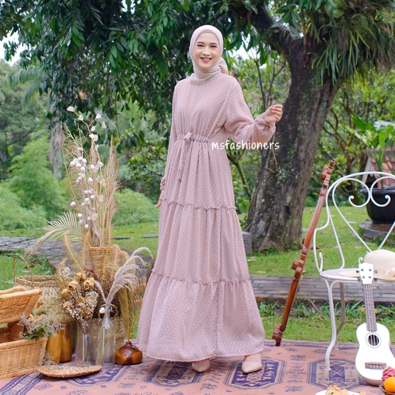 Naura Maxi Dress Ceruti rubiah/ Uragiri dress maxi/ maxy dress/ dres busui/ gamis rubiah/ dres pesta