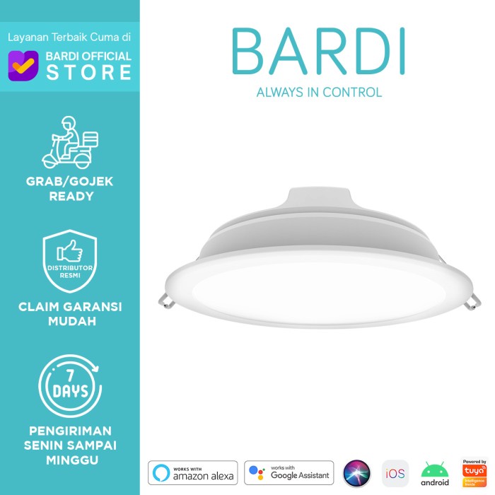 BARDI Smart Beacon Panel Downlight 14W RGBWW Bluetooth Gateway Lampu Pintar On Off otomatis