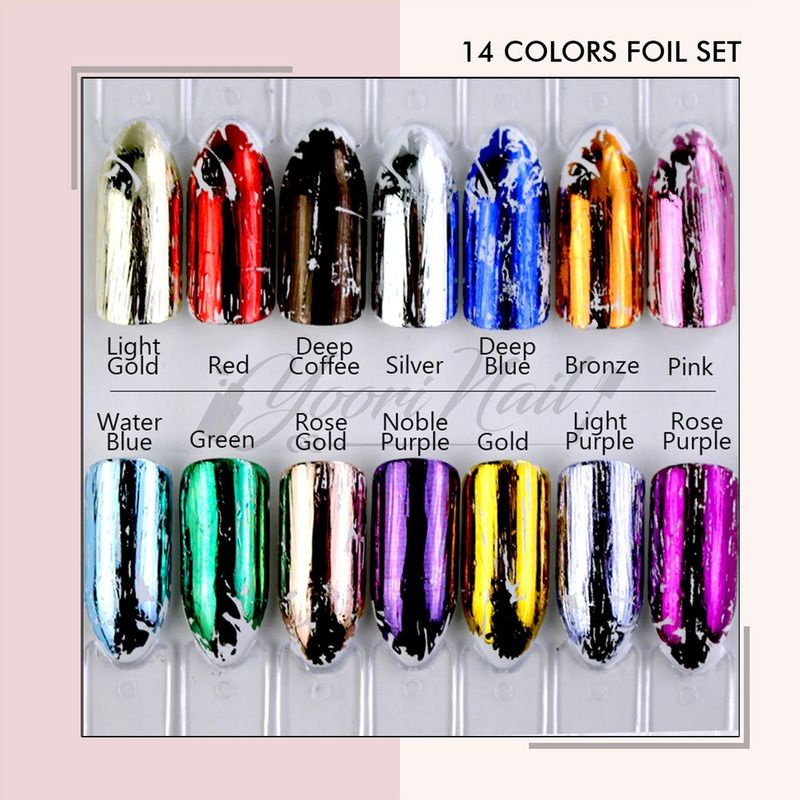 Nail art kit package 7 perlengkapan paket nail foil set kuku nail art lengkap hiasan