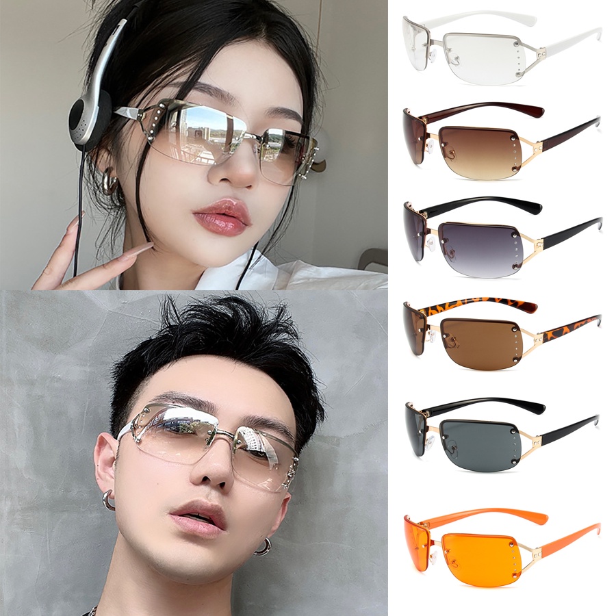 [COD] Y2k Fashion Vintage Aesthetic Kacamata Wanita Pria Olahraga Goggle Steam Punk Pantai Traveling Eyeglasses UV400