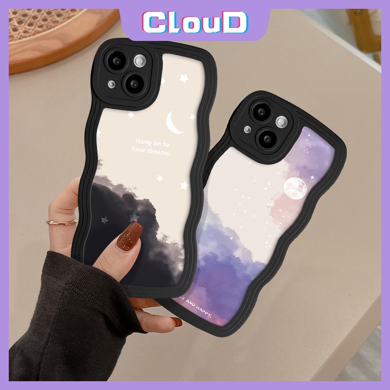 Untuk Samsung A14 A04 A13 A21s A03s A04s A50 A22 A11 A51 A32 A04E A52 A02s F22 A23 A50s A12 A52s A31 M22 A30s A53 A20 A33 M32 Pasangan Fantasy Starry Sky Star Moon Wavy Edge Case Lembut