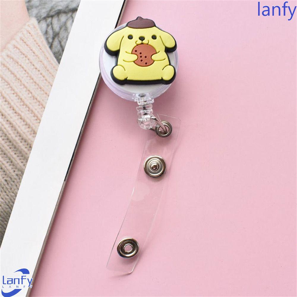 Lanfy Retractable Badge Reel Cute Kawaii Chest Card Kartu Kerja Kartu Siswa Puding Anjing Perawat Badge Holder