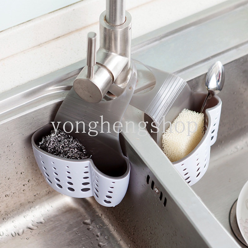 Double-layer Adjustable Wastafel Scouring Pad Spons Holder Keran Drain Gantung Tas Keranjang Penyimpanan Serba Serbi Kamar Mandi Wadah Sabun Organizer Dapur