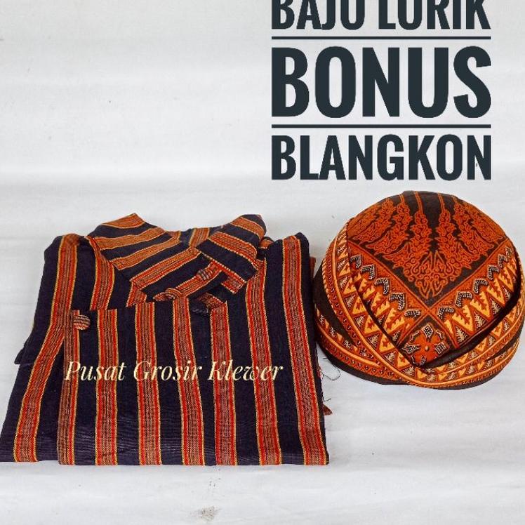 Lurik READY Baju Lurik Jawa Pria | Baju Lurik Bonus Blangkon | Baju Lurik Jawa Pria | Surjan Lurik P