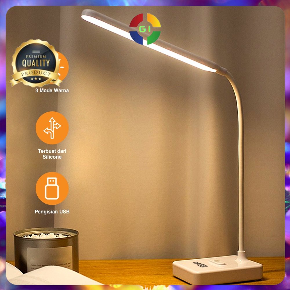 Lampu Meja Belajar Desk Lamp 30 LED USB Version 3 in 1 Color White