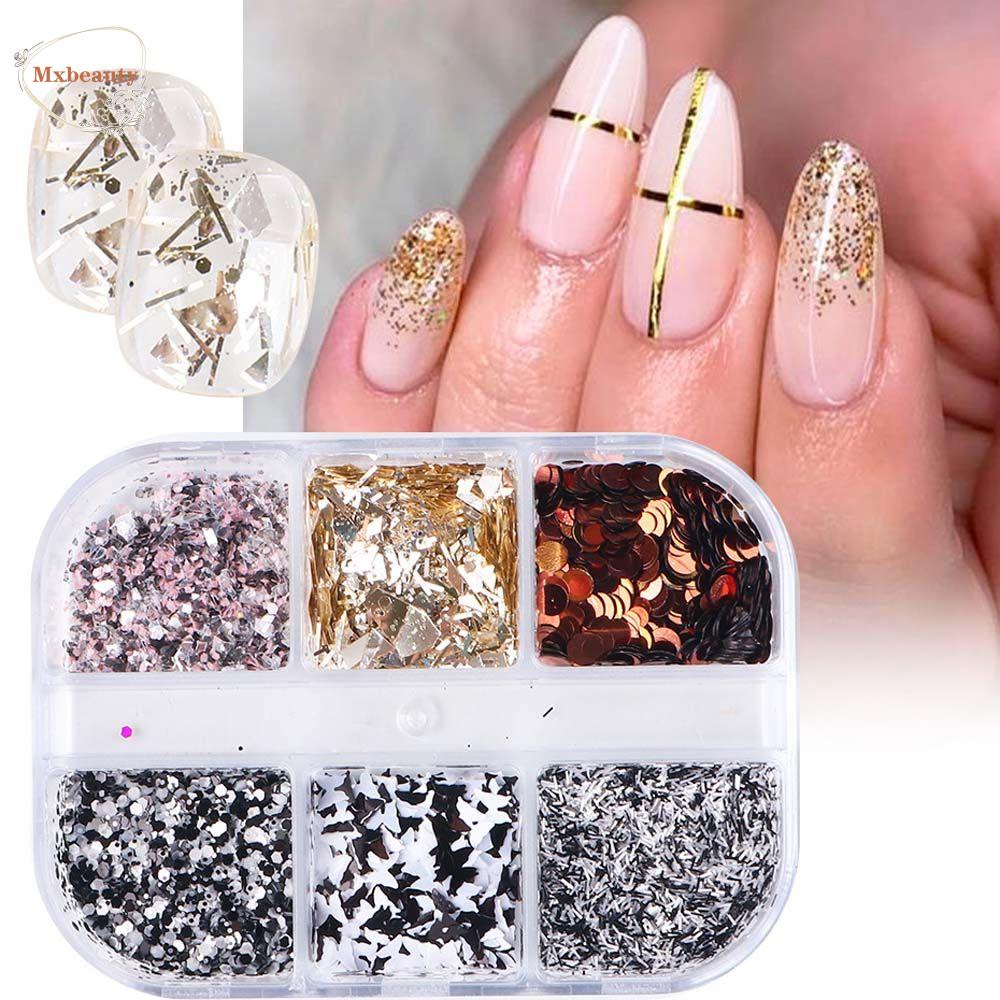 Mxbeauty 3D Stiker Kuku DIY Pesona Kuku Paillette Set Kupu-Kupu Hologram Nail Art Nail Art Ornamen Kuku Glitter Payet