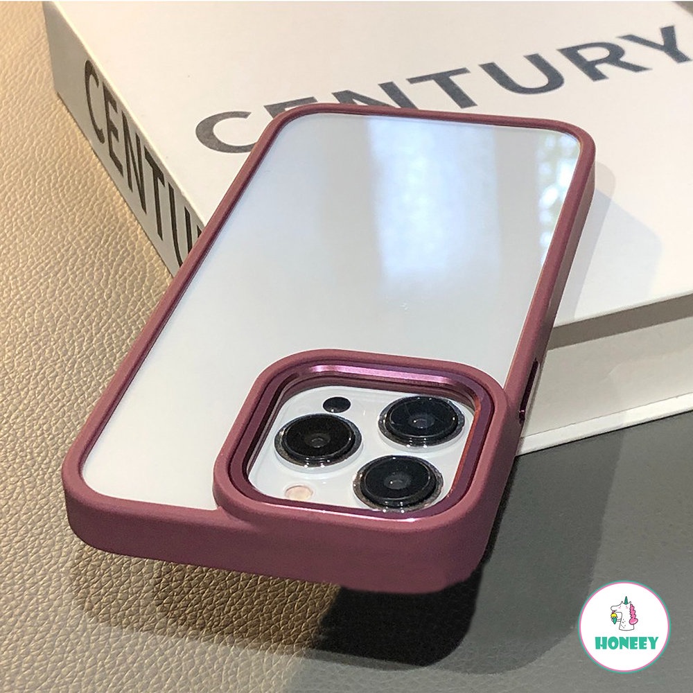 IPHONE Luxury Shockproof Armor Metal Button Case on Untuk Iphone14Plus13 12 11 Pro Max Perlindungan Lensa Kamera Bening Matte PC Cover