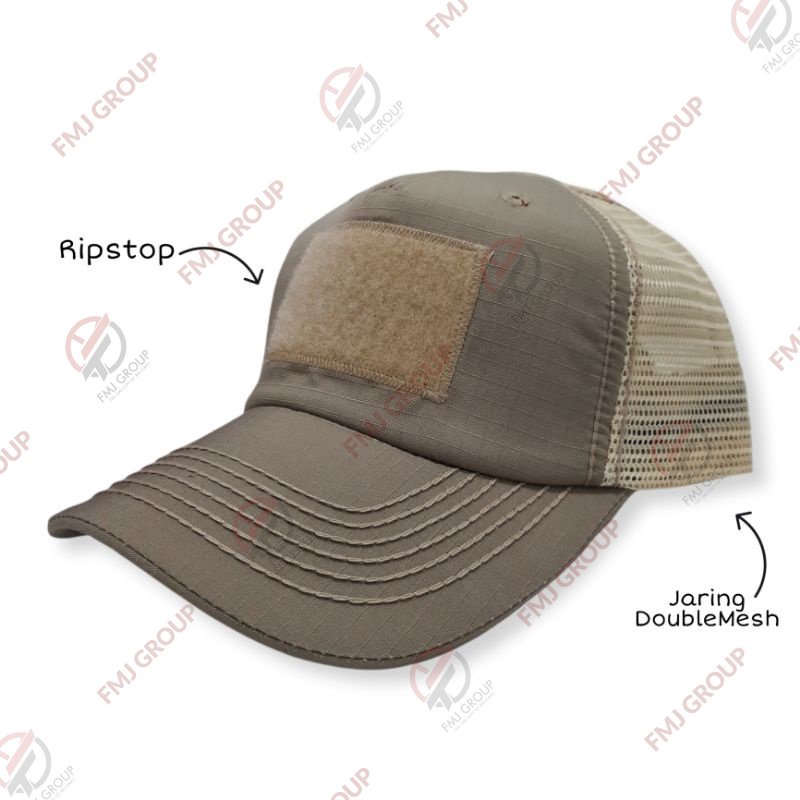 Topi Tactical Perekat Kombinasi Jaring Hitam, Krem, Abu, Hijau Olive/Pol PP