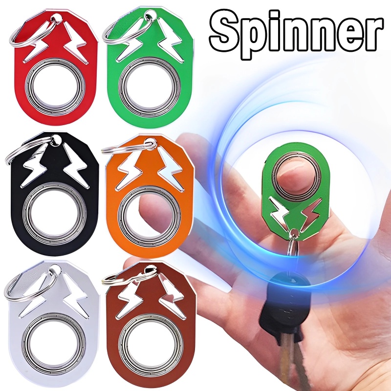 Gantungan Kunci Gadget Menghilangkan Stress Jari Gantungan Kunci Menghilangkan Boredom Meja Putar Spinner Gantungan Kunci Ujung Jari Tempat Cincin Hand Spinner Anti-Kecemasan Mainan Metal Idget Toys