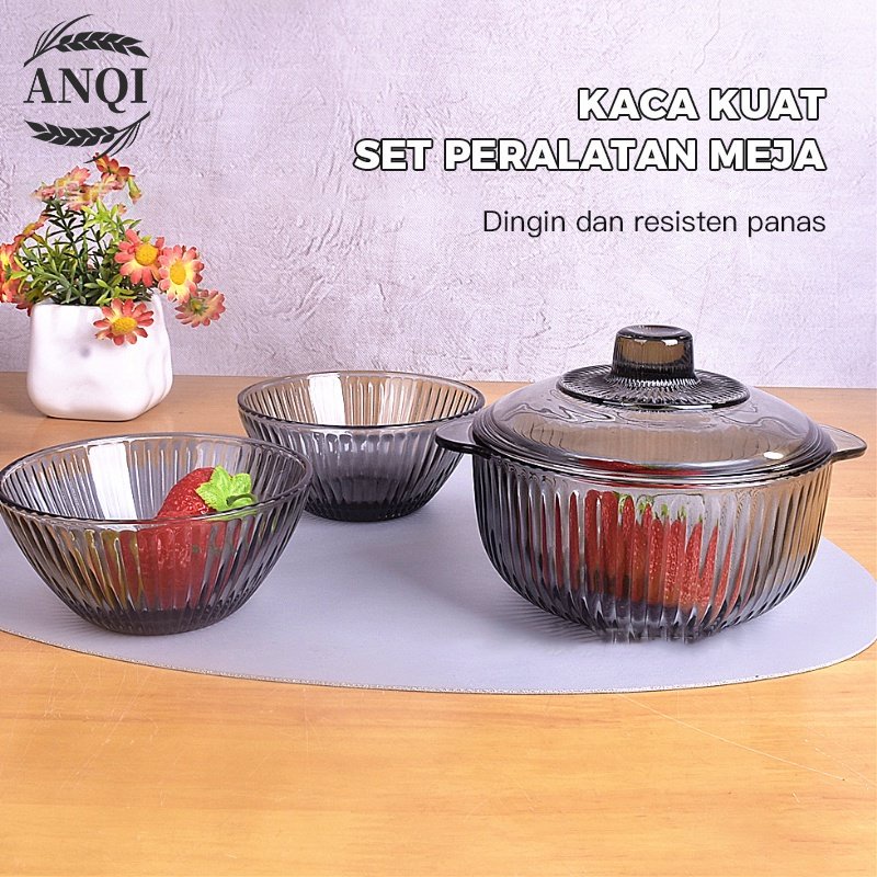 ANQI 1888 Souvenir Mangkok Kaca Kecil 2  Bulat Mini 720 ml  Mangkok Sayur / Mangkok Sup