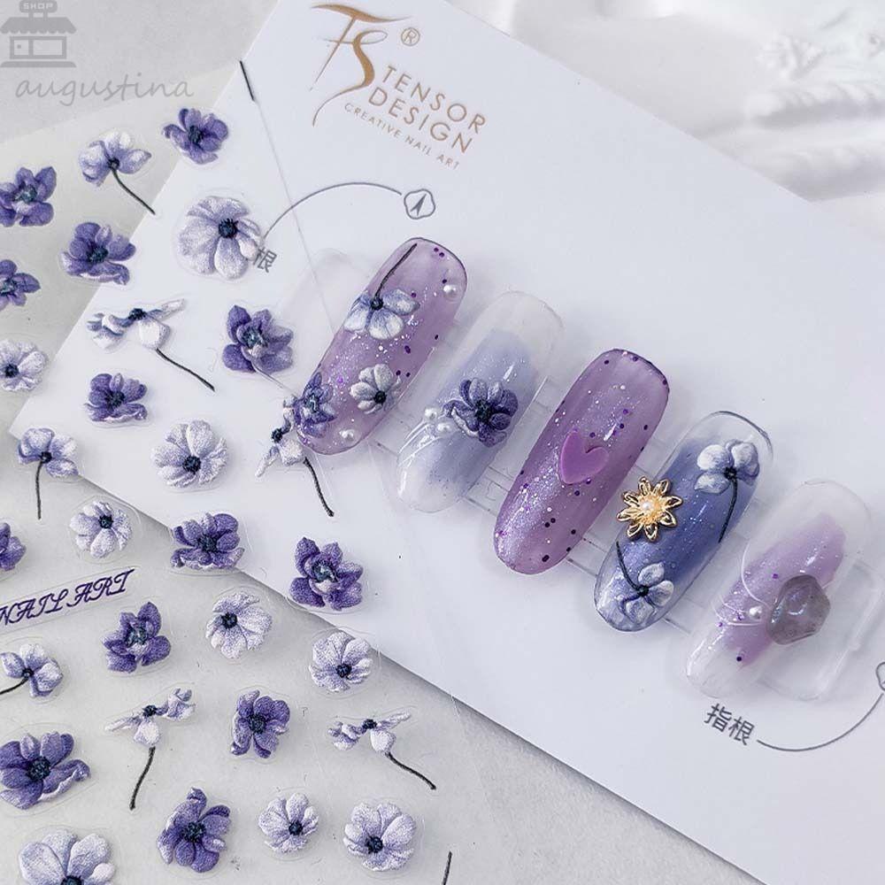 Agustina Bunga Stiker Kuku Fashion Manicure Aksesoris Hiasan Nail Art Daun Kaktus