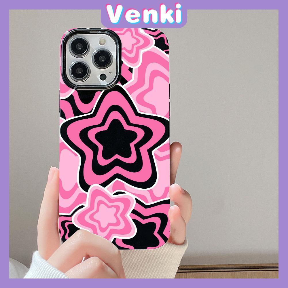 VENKI - For iPhone 11 iPhone Case Black Glossy TPU Soft Case Shockproof Protection Camera Cool Purple Pink Stars Compatible with iPhone 14 13 Pro max 12 Pro Max xr xs max 7 8Plus