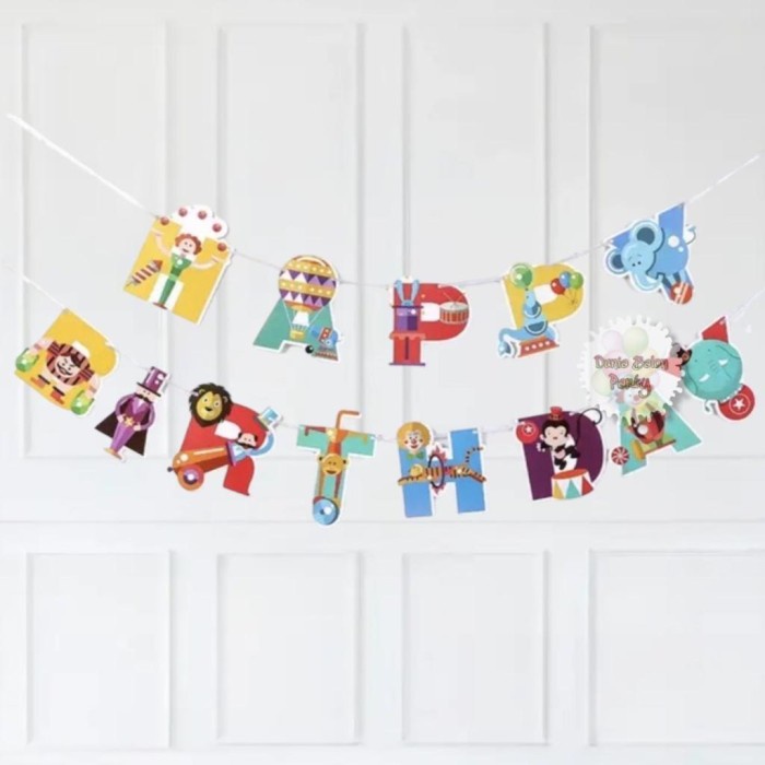 Banner Happy Birthday Badut / Bunting Flag HBD Circus Badut