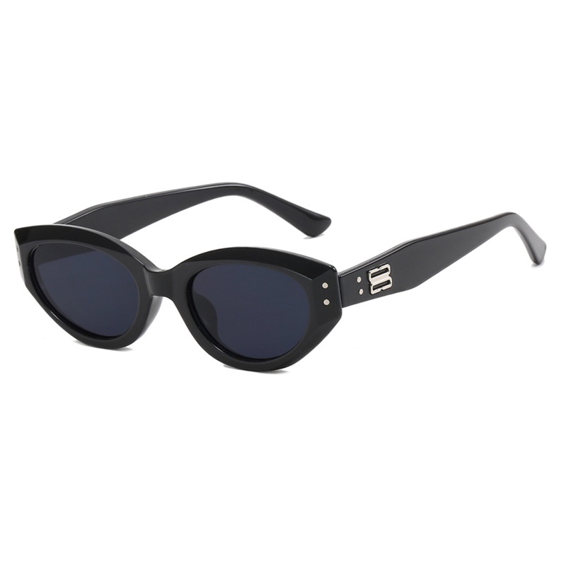 (YUZHU) Vintage Fashion Narrow Frame Cat Eye Small Frame Sunglasses Untuk Wanita Premium Sense Anti UV Sunglasses