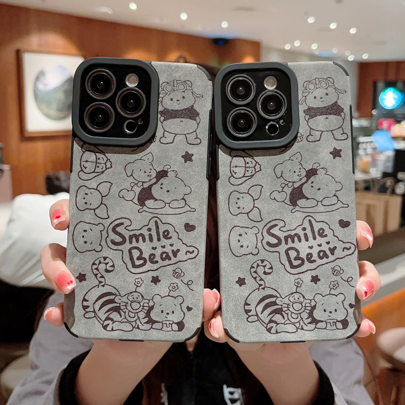 IPHONE Case Pelindung Kulit Motif Kartun Smile Bear Untuk Iphone14 13 12 11 Pro MAX X XR XS Max7 8 Plus soft case Anti-drop