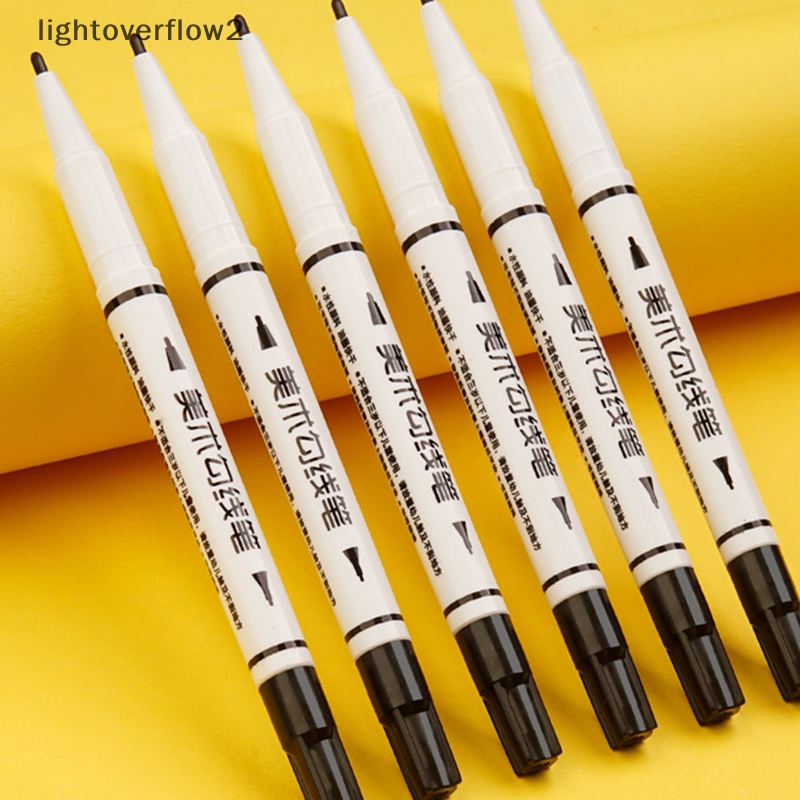 [lightoverflow2] 10pcs Pen Garis Berkepala Dua Paing Stroke Hook Line Berminyak Tahan Air Spidol Pulpen Serat Tahan Aus Pena Tinta Seni Alat Tulis Kantor [ID]