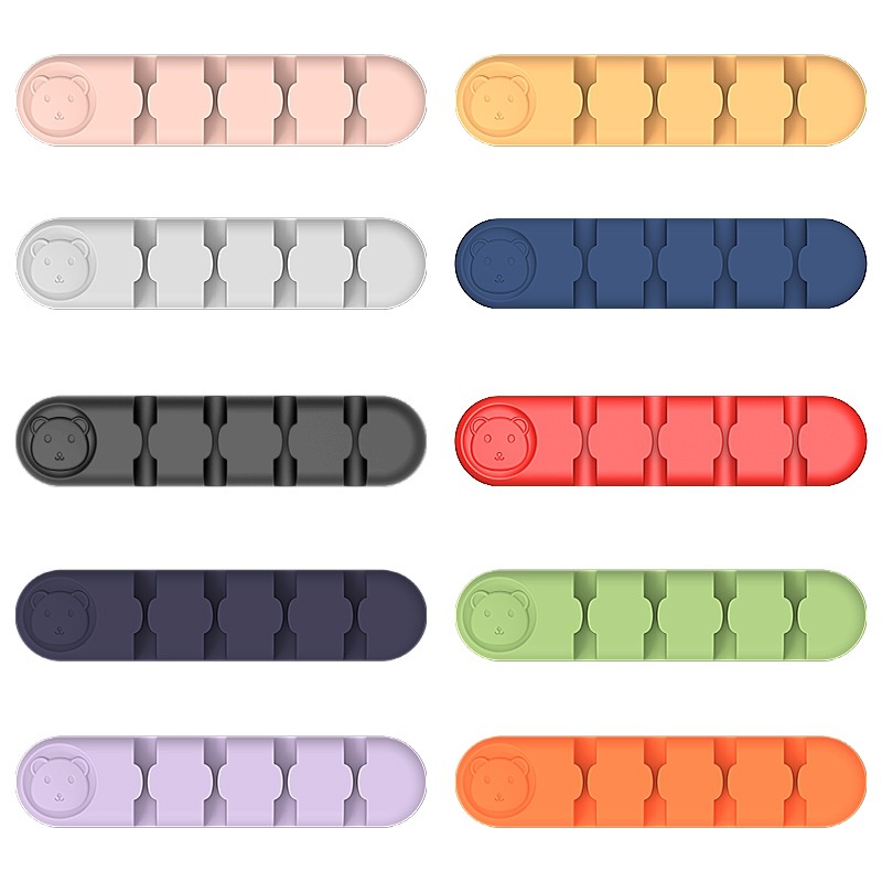 Bear Silicone Desktop Cable Fixer Kabel Data Organizer Tetap Headphone Kabel Klip Kawat Organizer Dewa Manajemen Kabel