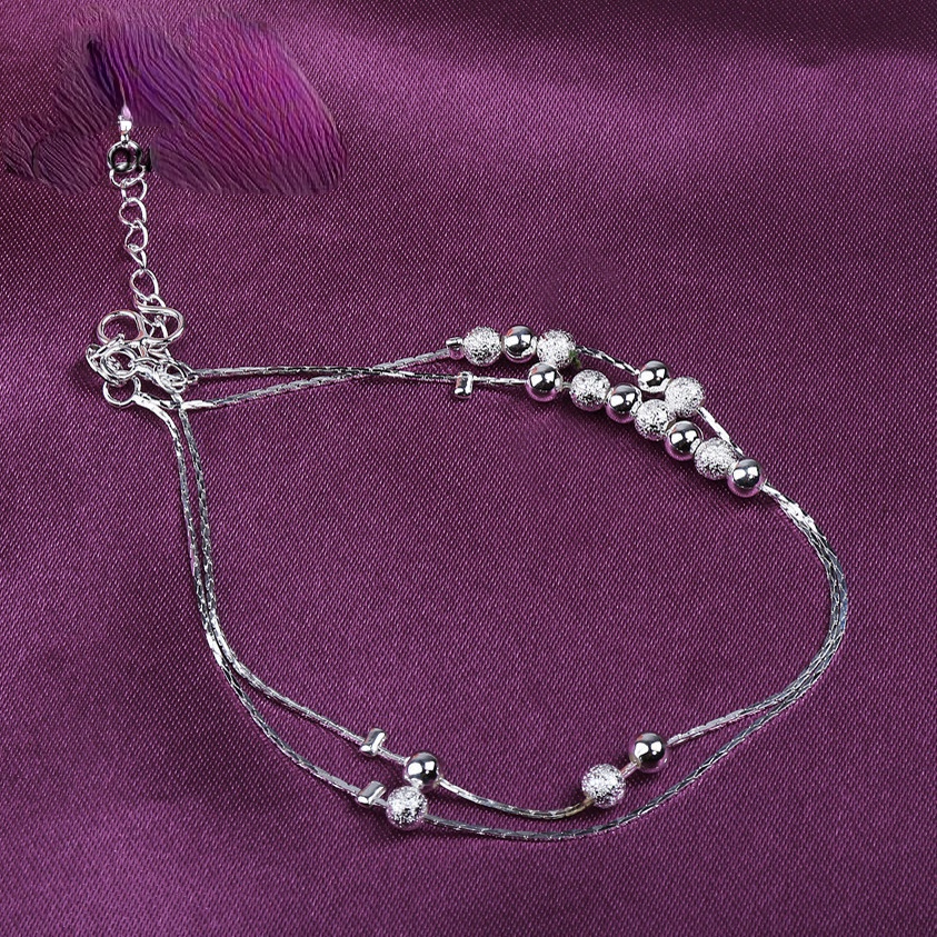 Goldkingdom Aksesoris Perhiasan Fashion Ready Stock Dengan Delapan Manik-Manik Mutiara Buram Dan Perak Berlapis Menjalankan Manik Pergelangan Kaki