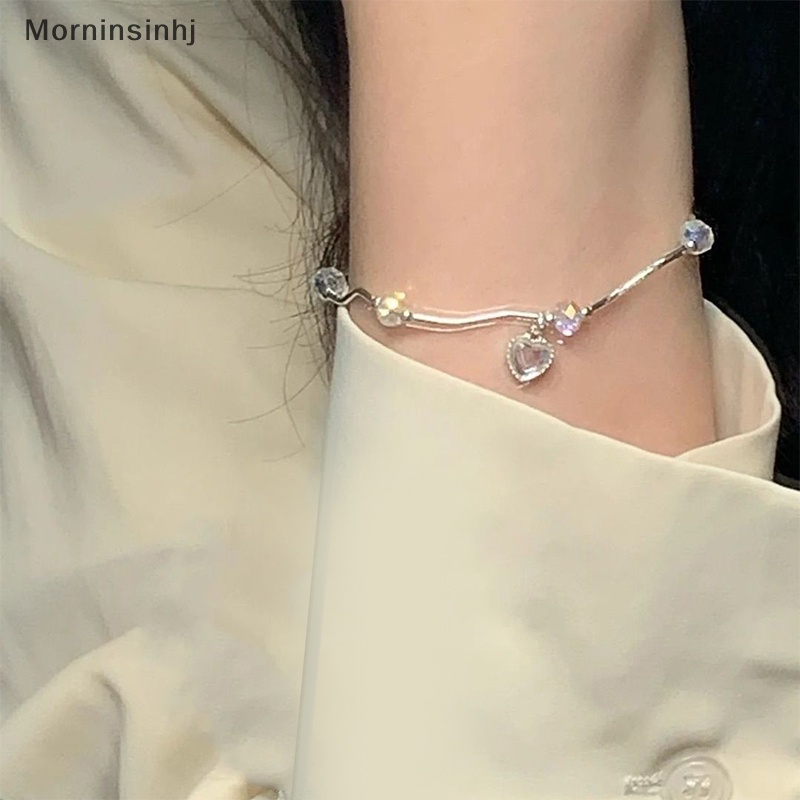 Mornin Gelang Cinta Hati Kristal Warna-Warni Perempuan Super Peri Moonstone Gelombang Temperamen Manis Hiasan Tangan Untuk Hadiah Pacar id