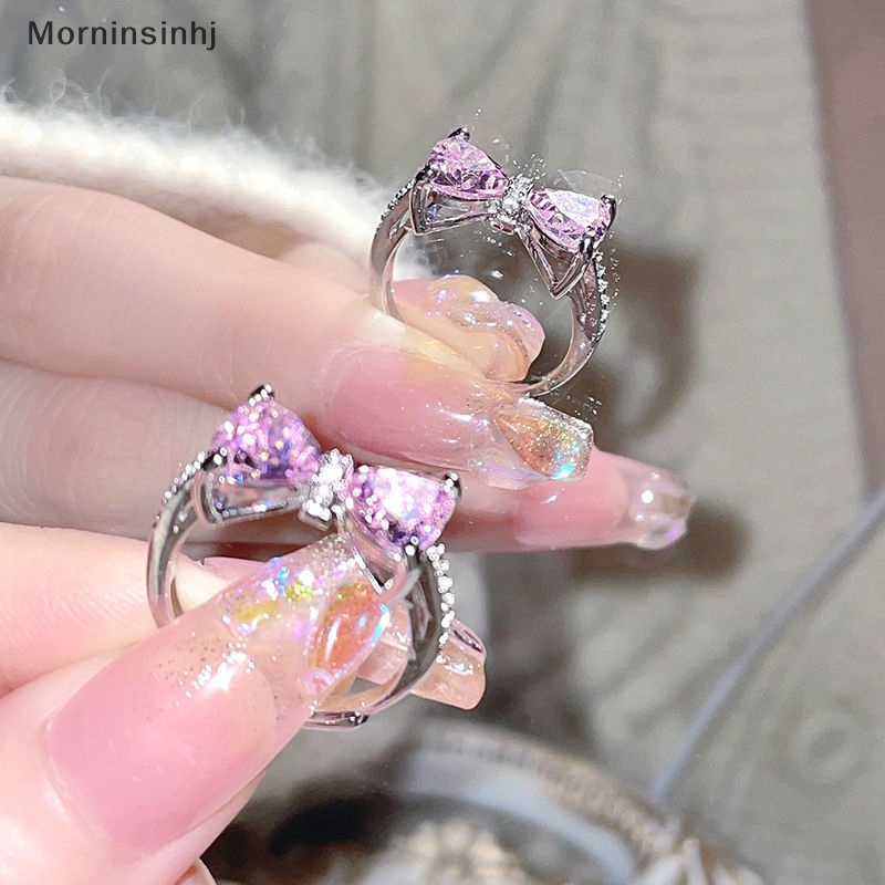 Mornin Lovely Princess Pink Ring Adjustable Ikatan Simpul Cincin Manis Ins Gaya Berlian Cincin Perhiasan Untuk Wanita Pesta Ulang Tahun Hadiah Aksesoris id