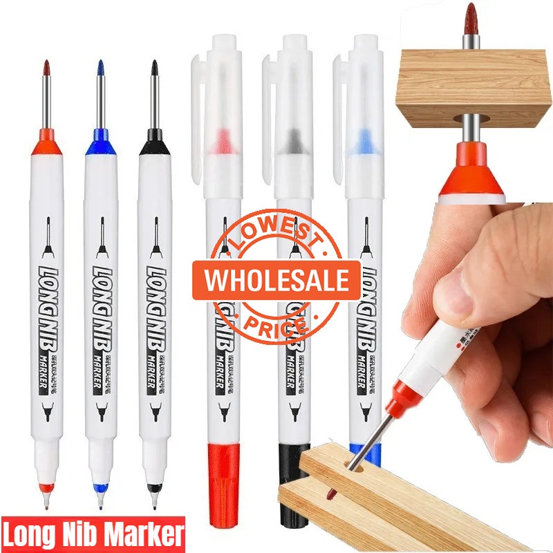 [Harga Grosir] [Unggulan] Double Headed Deep Hole Marker Pen 20mm Penanda Nib Panjang Cepat Kering Pen Perforating Logam Tahan Air Kamar Mandi Woodworking Konstruksi Marker