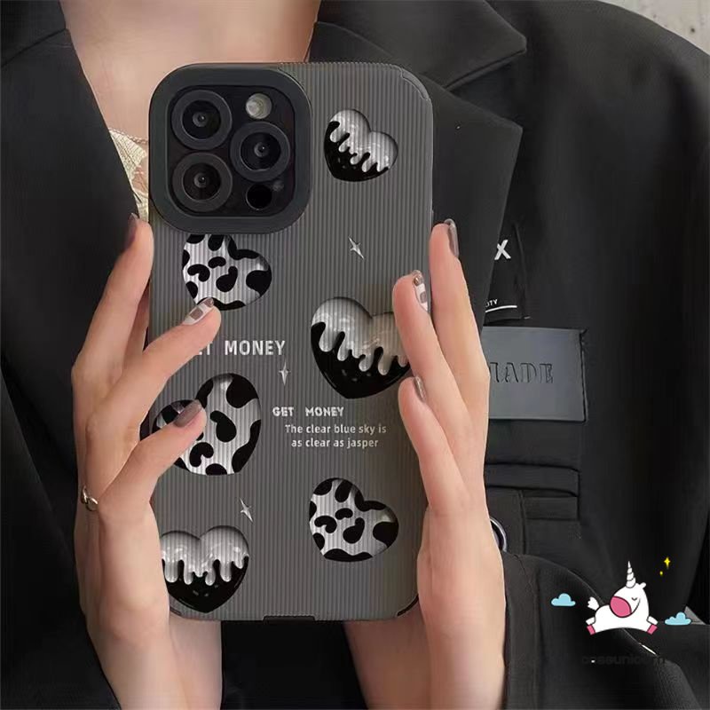 IPHONE Casing Ponsel Mewah Tahan Guncangan Kompatibel Untuk Iphone11 14 12 13 Pro Max7 8 Plus X XR XS MAX 7Plus Retro Fashion Leopard Cinta Hati Bibir Lembut Tpu Silicon Tekstur Kulit Cover