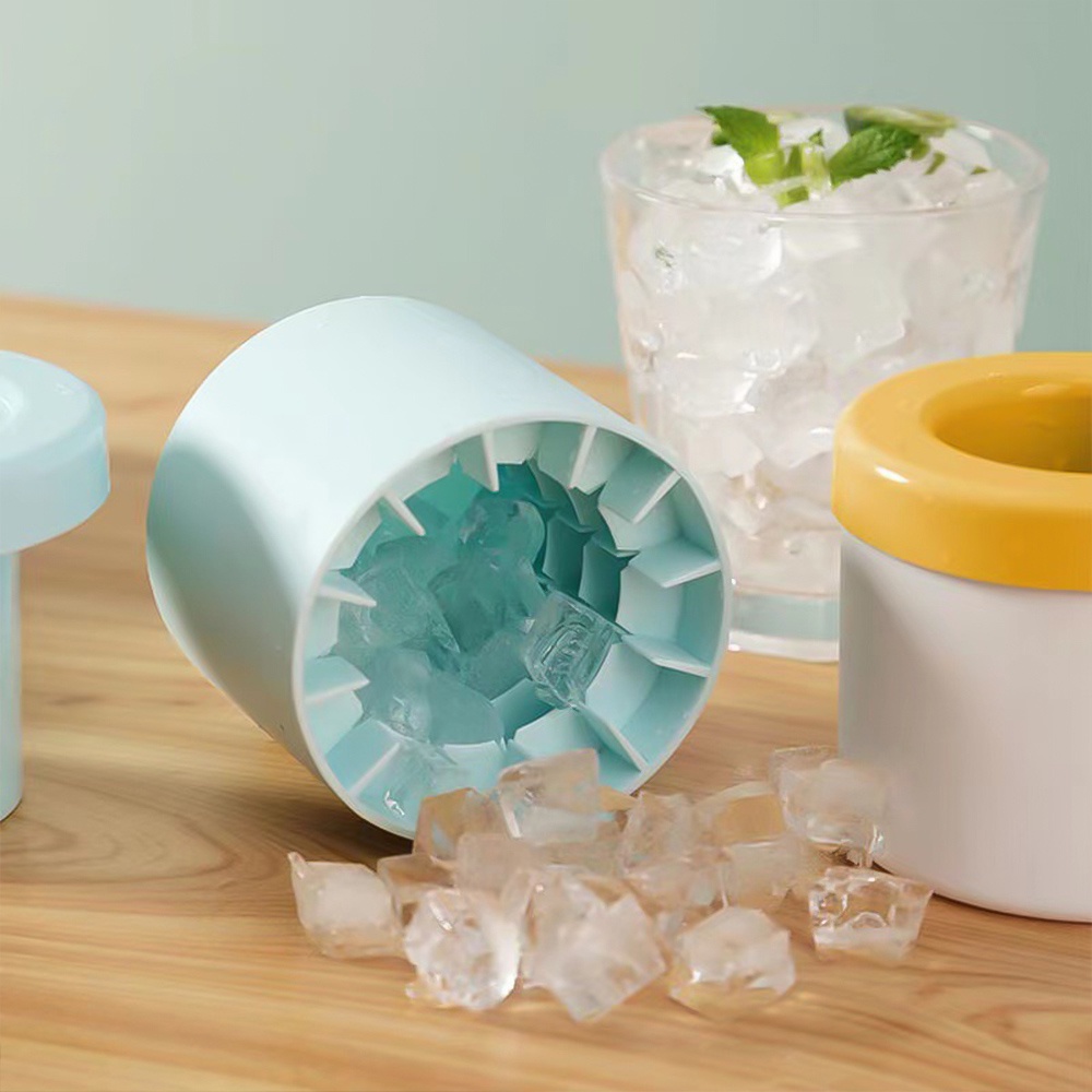 Kapasitas Tinggi Es Batu Membuat Tray Ice Bucket Cetakan Food Grade DIY Ice Ball Maker Cepat Membekukan Silikon Lemon Orange Silinder Cangkir Dengan Tutup Perlengkapan Rumah Aksesoris Dapur