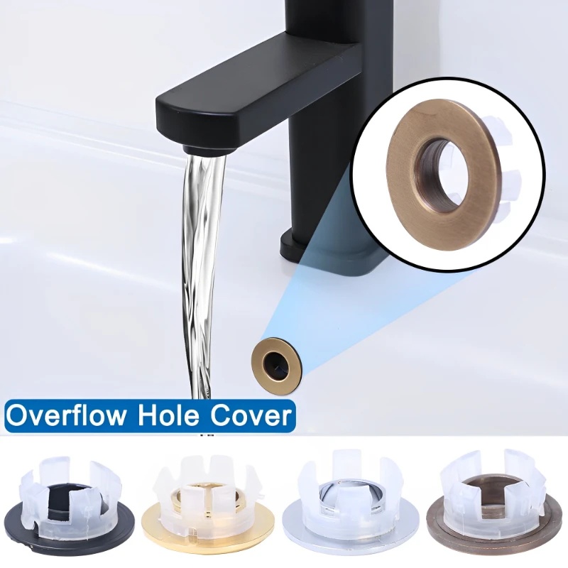 Wastafel Dapur Kamar Mandi Lubang Wastafel Sink Bathroom Faucet Insert Ring Bulat Lis Chrome Kuningan Padat Penutup Overflow Wastafel Aksesoris Kamar Mandi Bathroom Basin Faucet Sink Overflow Cover