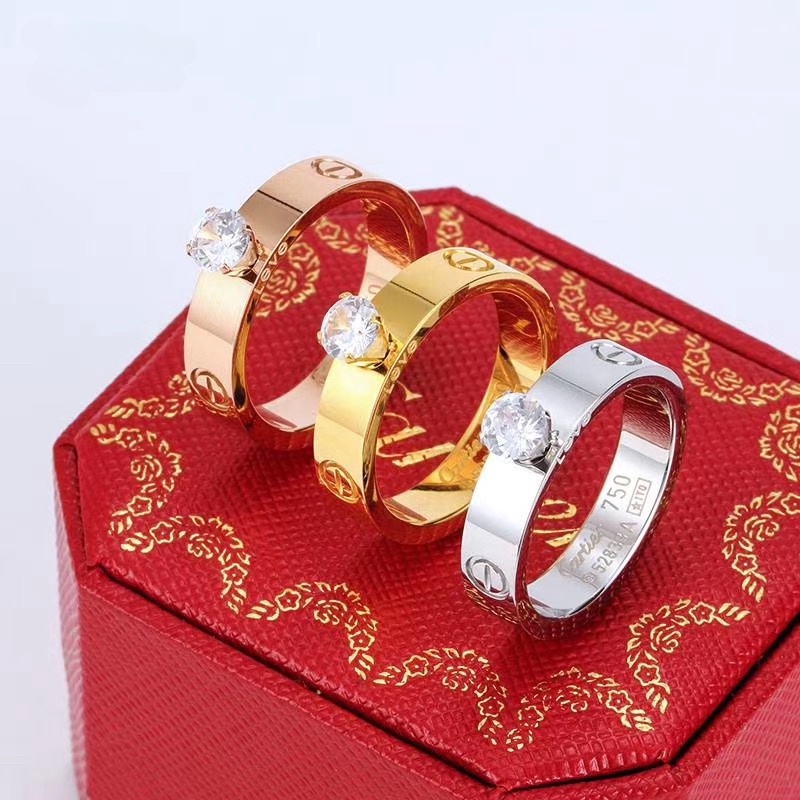 Indah Super Flash Cincin Abadi Bertabur Berlian Cincin Berlian Besar Fashion Perhiasan Tangan Sederhana Cincin Pasangan Ready Stock Grosir