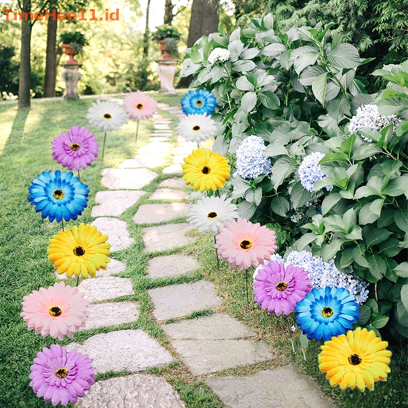 Timehee Bunch of Barberton Daisy Multichamber Stakes Pot Bunga Taman Halaman Tanaman Decor ID