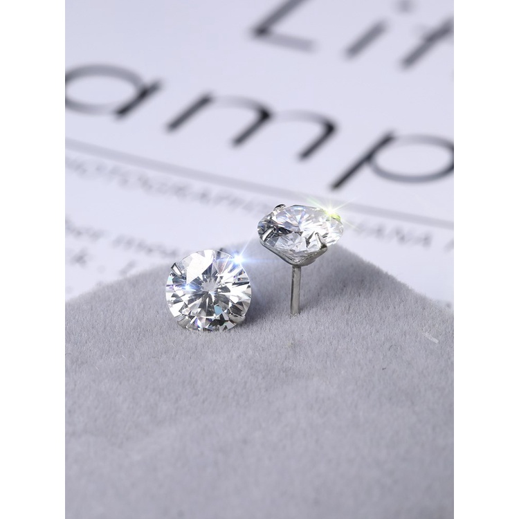 Fashion Bersinar Berlian Imitasi Stud Earring Untuk Pria Bening Bulat Zirkon Batu Anting Wanita Unisex Perhiasan Aksesoris